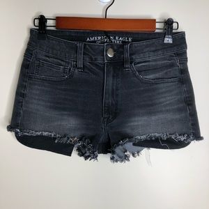 American Eagle High Rise Black Denim Shorts Size 6